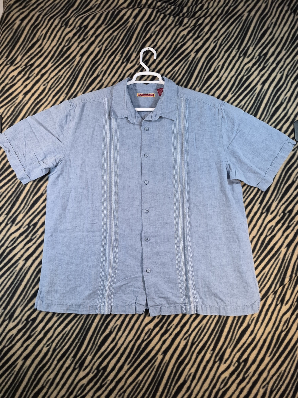 Havanera Co. Men's Short Sleeve Linen Blend Guayabera Button-Down Shirt